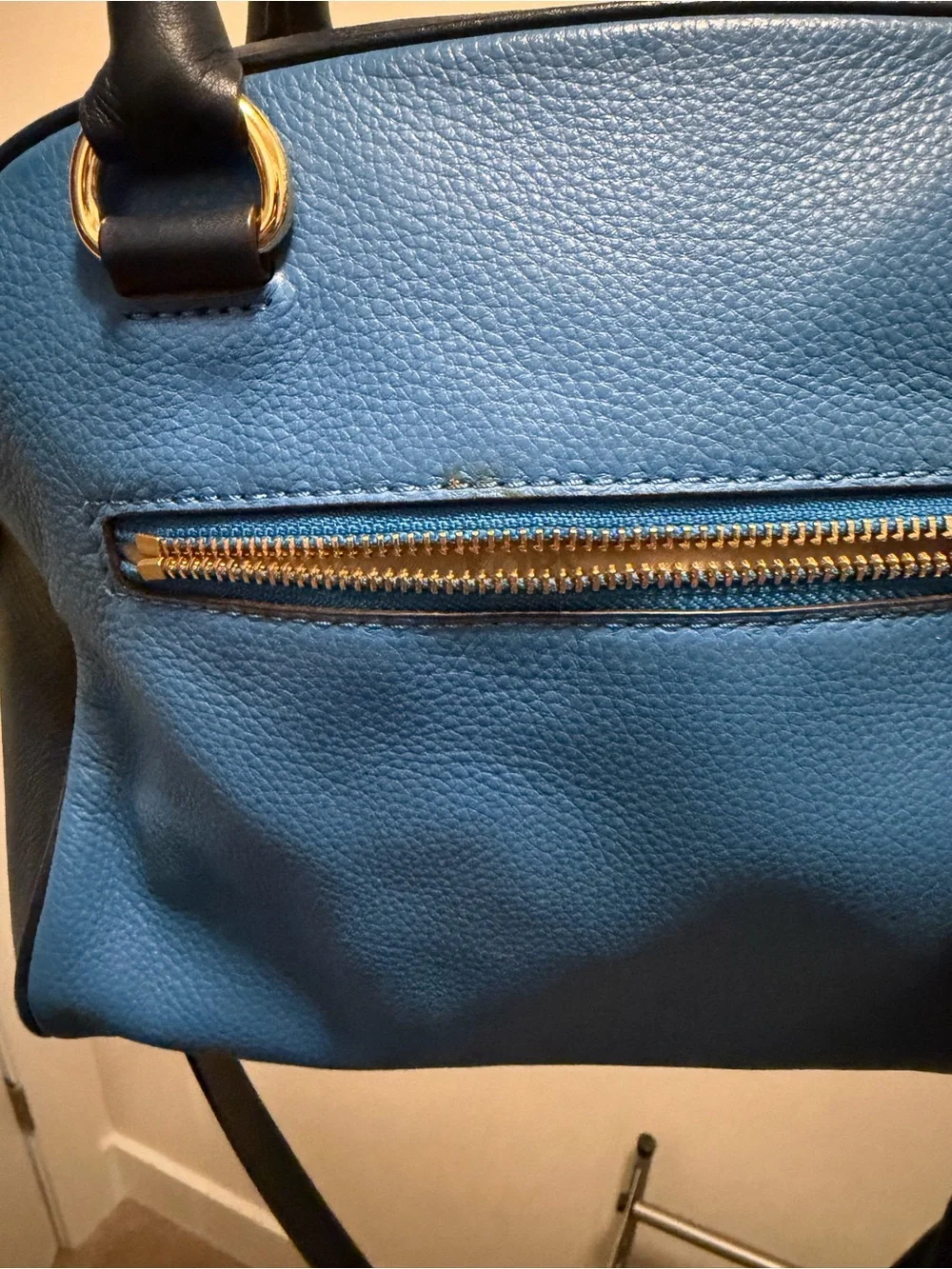 Michael Kors Two Toned Blue Women's Crossbody Satchel with Tassel Charm